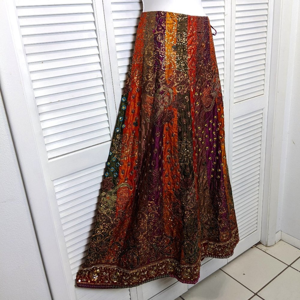 Ethnic Bohemian Festival Maxi
Skirt India Zari Embroidery
Cotton Sequin Quilted
